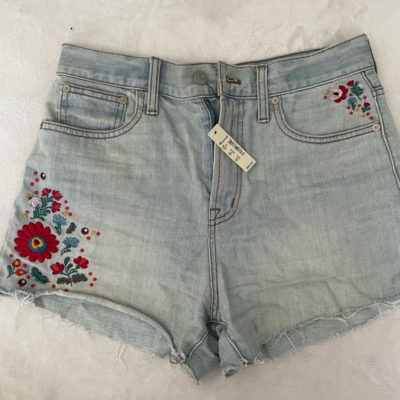 Jean Shorts with Floral Print - Picture 1 of 4